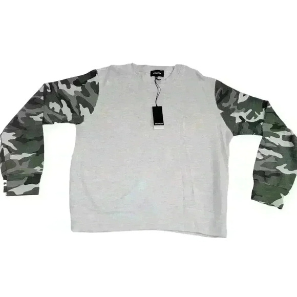 Monrow Sweatshirt Womens Small Gray Camo Soft Athleisure Gorpcore USA New - Picture 1 of 10